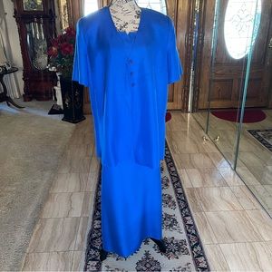 SHOMI by Miller Shor 2pc Royal Blue Silk Dress with Matching Jacket